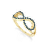 natural london blue topaz infinity promise rings in yellow gold vermeil